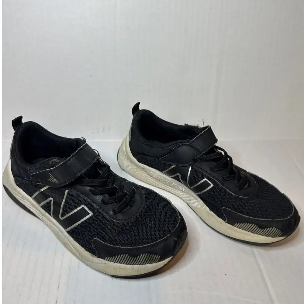 New Balance Kids Size 1 Black Hook and Loop Sneakers Athletic